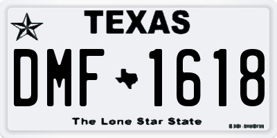 TX license plate DMF1618