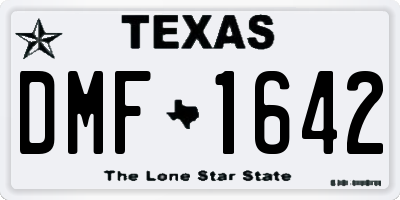 TX license plate DMF1642