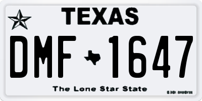 TX license plate DMF1647