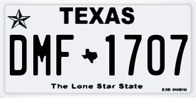 TX license plate DMF1707