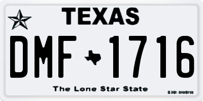 TX license plate DMF1716