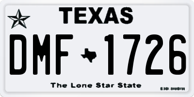 TX license plate DMF1726