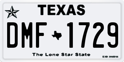 TX license plate DMF1729