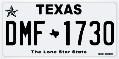 TX license plate DMF1730