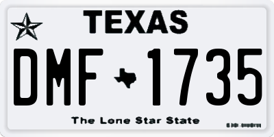 TX license plate DMF1735