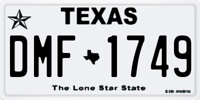 TX license plate DMF1749