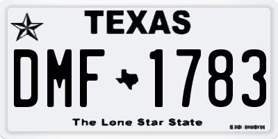 TX license plate DMF1783