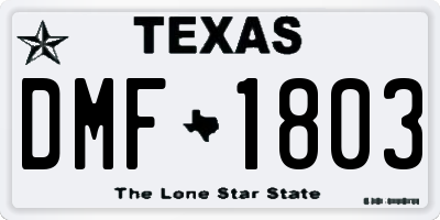TX license plate DMF1803