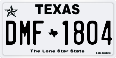 TX license plate DMF1804