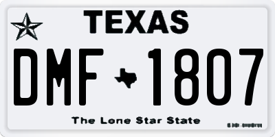 TX license plate DMF1807