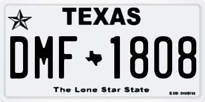 TX license plate DMF1808