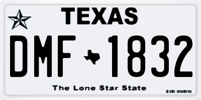 TX license plate DMF1832