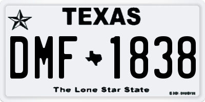 TX license plate DMF1838