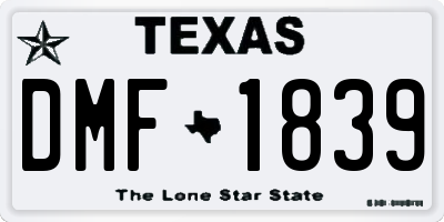 TX license plate DMF1839