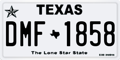 TX license plate DMF1858