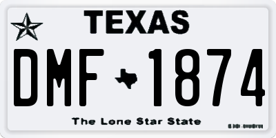 TX license plate DMF1874