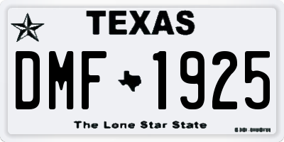 TX license plate DMF1925