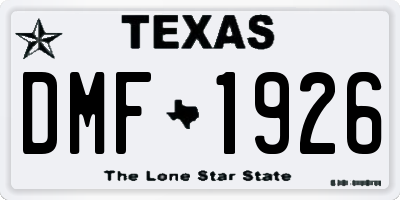 TX license plate DMF1926