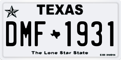 TX license plate DMF1931