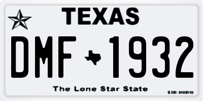 TX license plate DMF1932