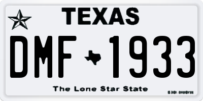 TX license plate DMF1933