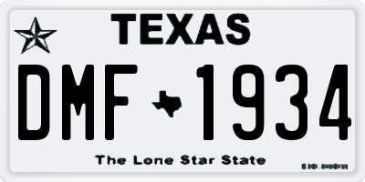 TX license plate DMF1934