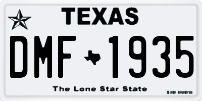 TX license plate DMF1935