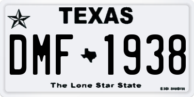 TX license plate DMF1938