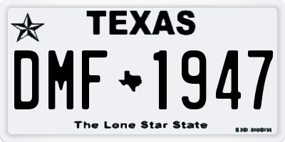TX license plate DMF1947