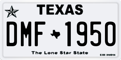 TX license plate DMF1950