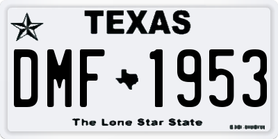TX license plate DMF1953