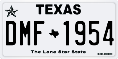 TX license plate DMF1954