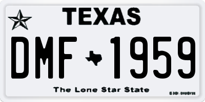 TX license plate DMF1959
