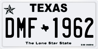 TX license plate DMF1962