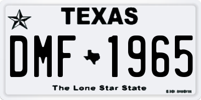 TX license plate DMF1965