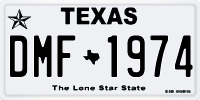 TX license plate DMF1974