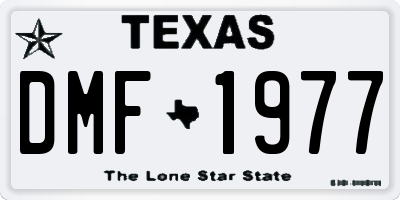 TX license plate DMF1977