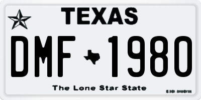TX license plate DMF1980