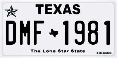 TX license plate DMF1981