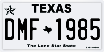 TX license plate DMF1985