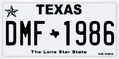 TX license plate DMF1986