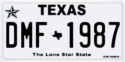 TX license plate DMF1987