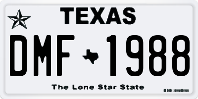 TX license plate DMF1988