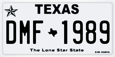 TX license plate DMF1989
