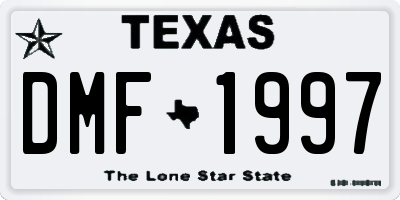 TX license plate DMF1997