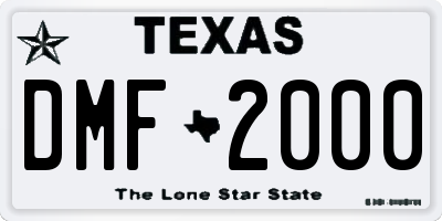 TX license plate DMF2000
