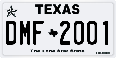 TX license plate DMF2001