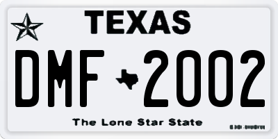 TX license plate DMF2002