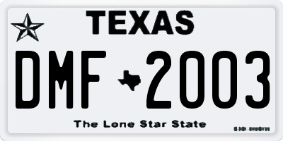 TX license plate DMF2003