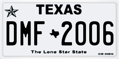 TX license plate DMF2006